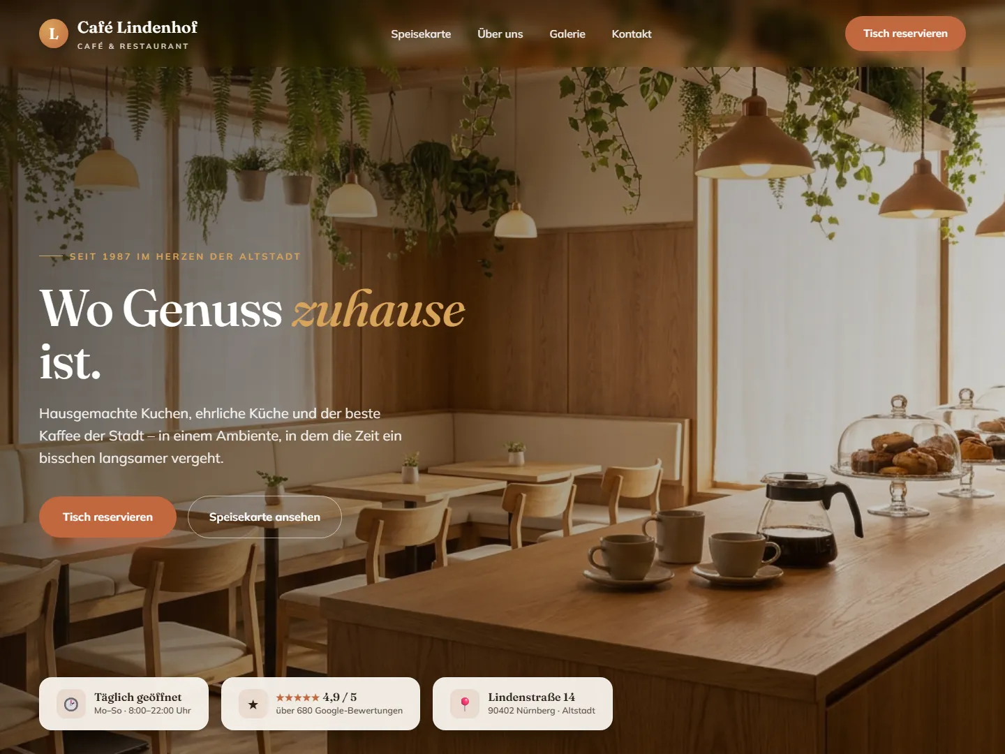 Beispiel-Website: Café & Restaurant