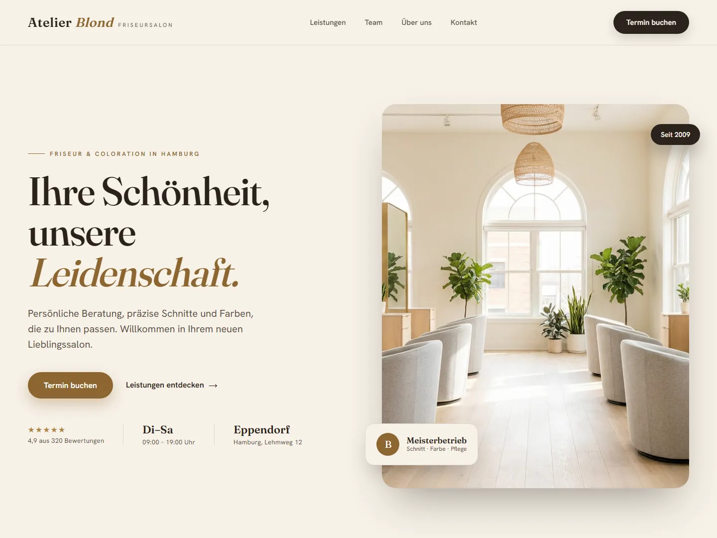 Beispiel einer von UnikatLabs gestalteten Friseursalon-Website