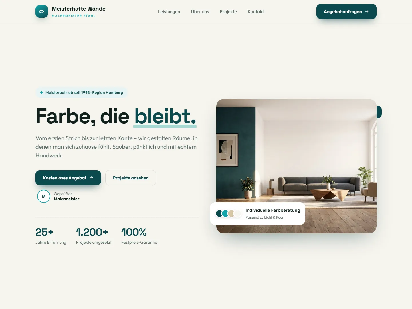 Modernes Redesign der Malerbetrieb-Website durch UnikatLabs